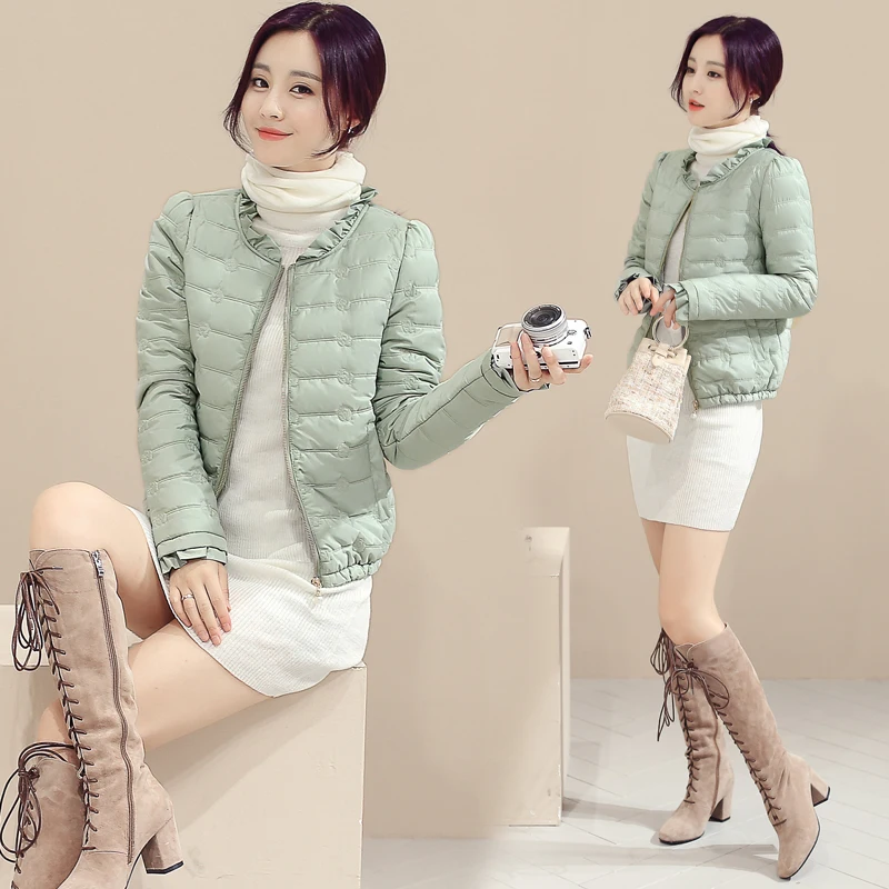 Женская Стеганая куртка новое тонкое пуховое хлопковое женское короткое зимнее