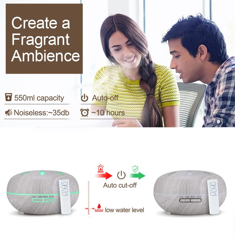 KBAYBO 550 мл увлажнитель воздуха из белого дерева диффузор эфирных масел с