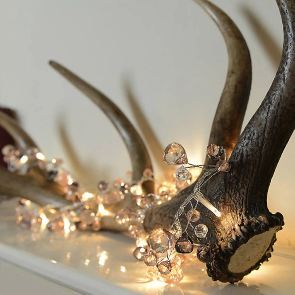 10 LED Fairy Crystal Bead String Light Christmas Tree Garland Battery Decorative Holiday Christmas Wedding Party Home Decor