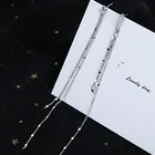 Женские Асимметричные висячие серьги из стерлингового серебра 925 пробы с длинной цепочкой и кисточкой, яркие ювелирные украшения с цирконием, S-E1321