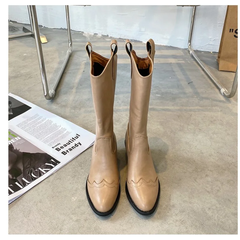 

Door Western Cowboy Rider Boots 2021 Four Seasons Fashion New Fashion Mid-Tube Pointed Wild Martin Boots Trendy Short Boots