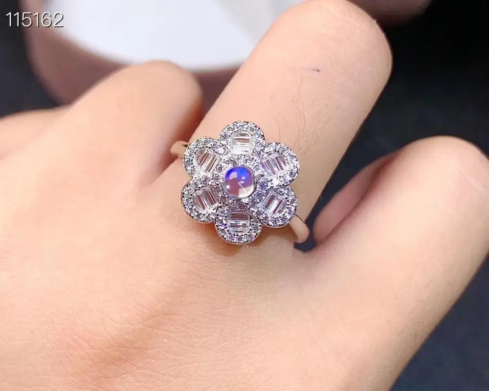 

chic elegant women ring moonstone ring for girl 925 silver jewelry natural gem moonlight birthstone birthday date gift