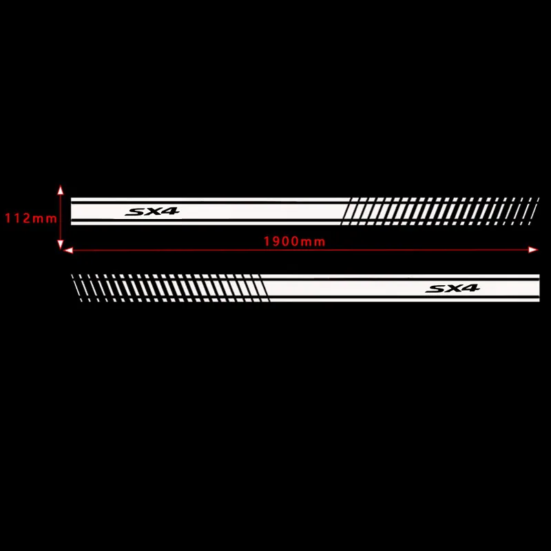 

2 шт. наклейки на боковые кузова автомобиля, виниловые наклейки на боковые кузова, наклейки в полоску s для Suzuki Sx4