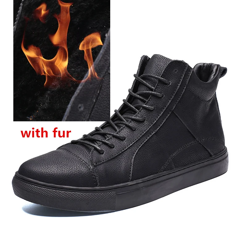 

Natural Cow Leather Men Winter Boots lace up plush warm Handmade Retro Men Shoes Boot Mens with fur Winter Footwear snow boots 4