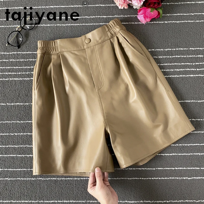 

Korean Black Style Shorts Women High Waist Real Sheepskin Leather Shorts Female Casual 2021 Spodenki Damskie Pph4739