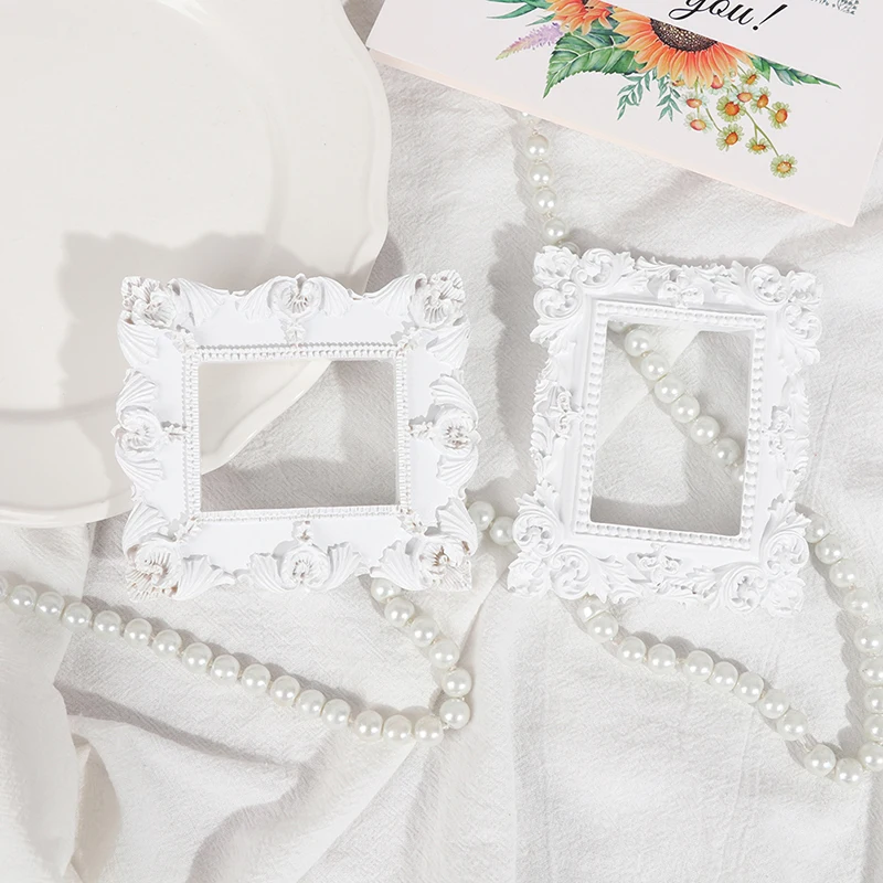 Фоторамка с европейскими украшениями белая фоторамка в стиле ретро для маникюра