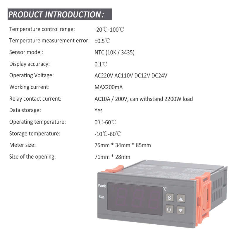 220V 110V 12V 24V Digital Temperature Controller With Probe Thermostat Thermoregulator for Aquarium Incubator Water Heater Temp |