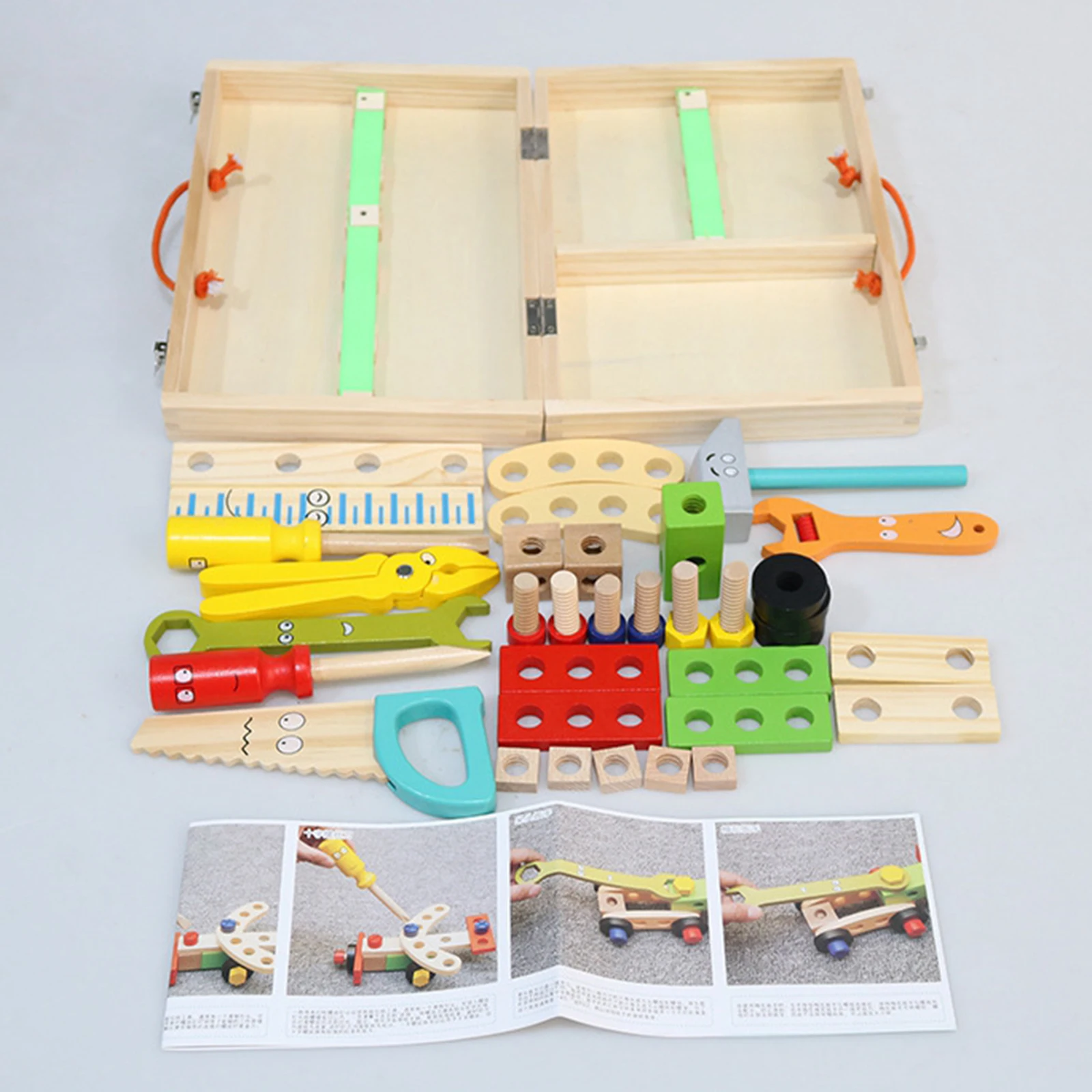 

Kids Repair Tools Toys Kit Toy Wooden Toolbox Pretend Play Toy Gift