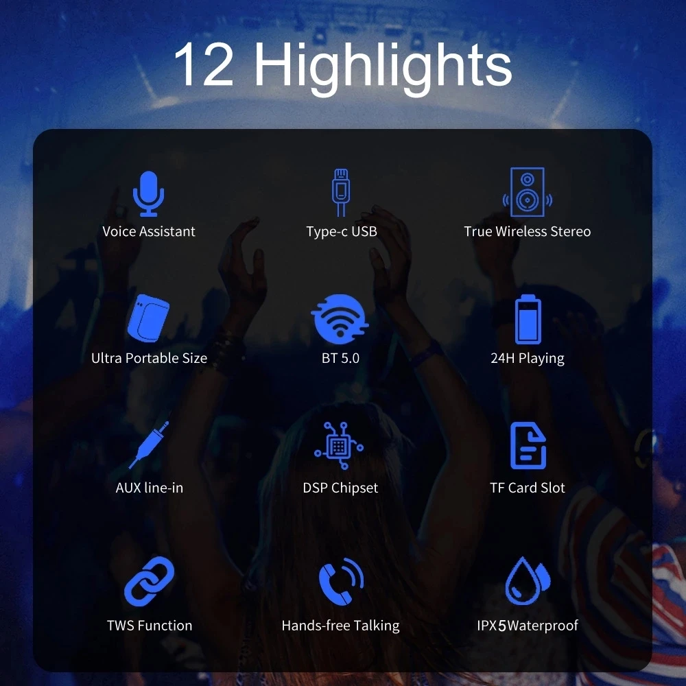 real 100w big power home theater subwoofer bluetooth speaker portable outdoor wireless speaker tws stereo sound with power bank free global shipping