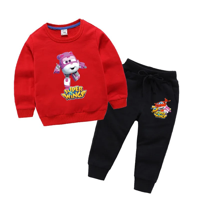 2019 Autumn Clothing Set Baby Girls Clothes Cartoon Super Wings Printed Long Sleeve Sweatshirts | Детская одежда и обувь