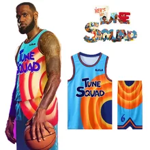 Costume Space Jam JAMES 6# Movie Tune Squad Basketball Jersey Set Sports Air Slam Dunk Sleeve Shirt Singlet Uniform