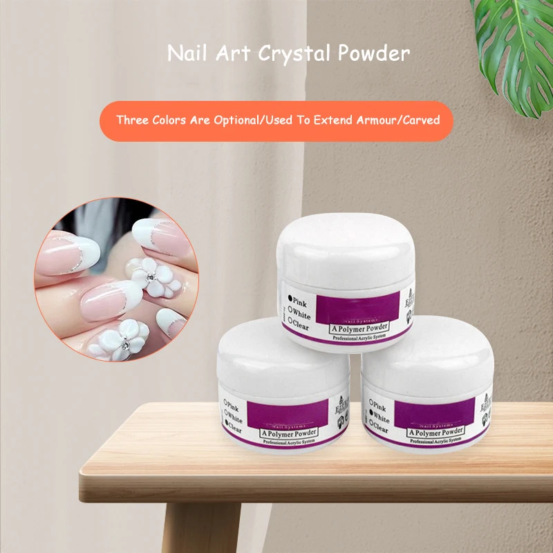 

1Pcs Various Nail Art Acrylic Dipping Nails Extension Powder Clear Pink White Carving Crystal Polymer 3D Professional Nail Salon