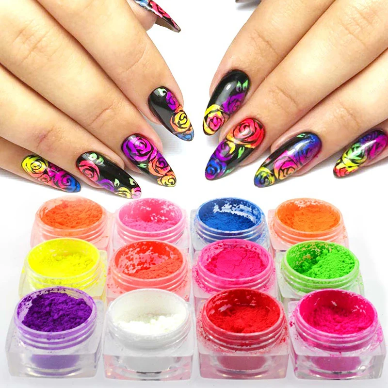 

1 Box Neon Pigment Powder Nail Fluorescence Gradient Glitter Summer Shinny Dust Ombre DIY Nail Art Decor Manicure