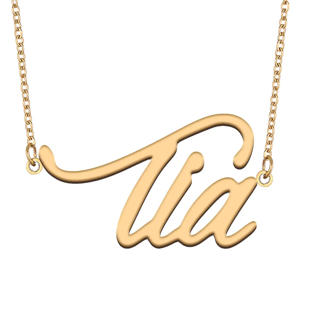

Tia Name Necklace for Women Stainless Steel Jewelry with Gold Plated Nameplate Pendant Femme Mother Girlfriend Gift