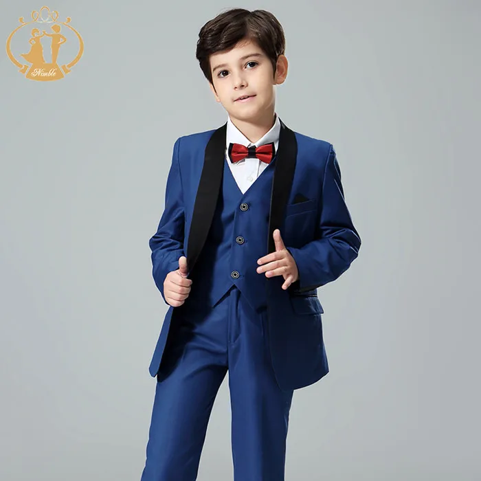 Синий Nimble/синий костюм для детей костюм для мальчика, enfant костюм официанта; костюм для свадебных торжеств для детей, костюм для свадьбы, Блейзер, Костюмы на свадьбу для мальчика со смокингом для мальчиков 3 шт./компл - Цвет: Синий