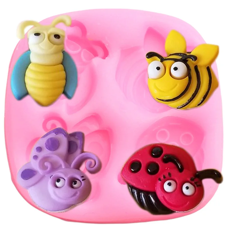 

Форма для шоколада, силиконовая форма в виде бабочки, кексы с насекомыми, с изображением пчелы из мультфильмов, инструменты для украшения то...