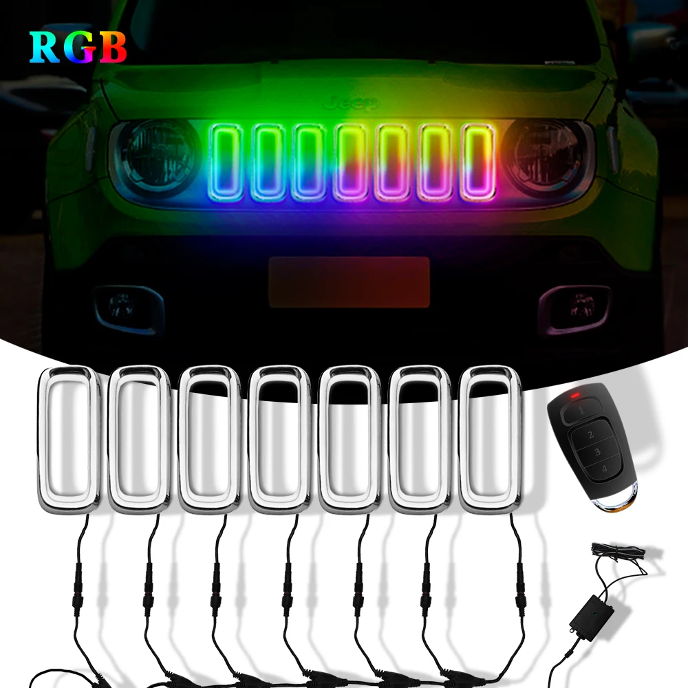

LED Car Front Intake grille dynamic led RGB lights For Jeep Renegade 2015-2018 grille with Atmosphere light