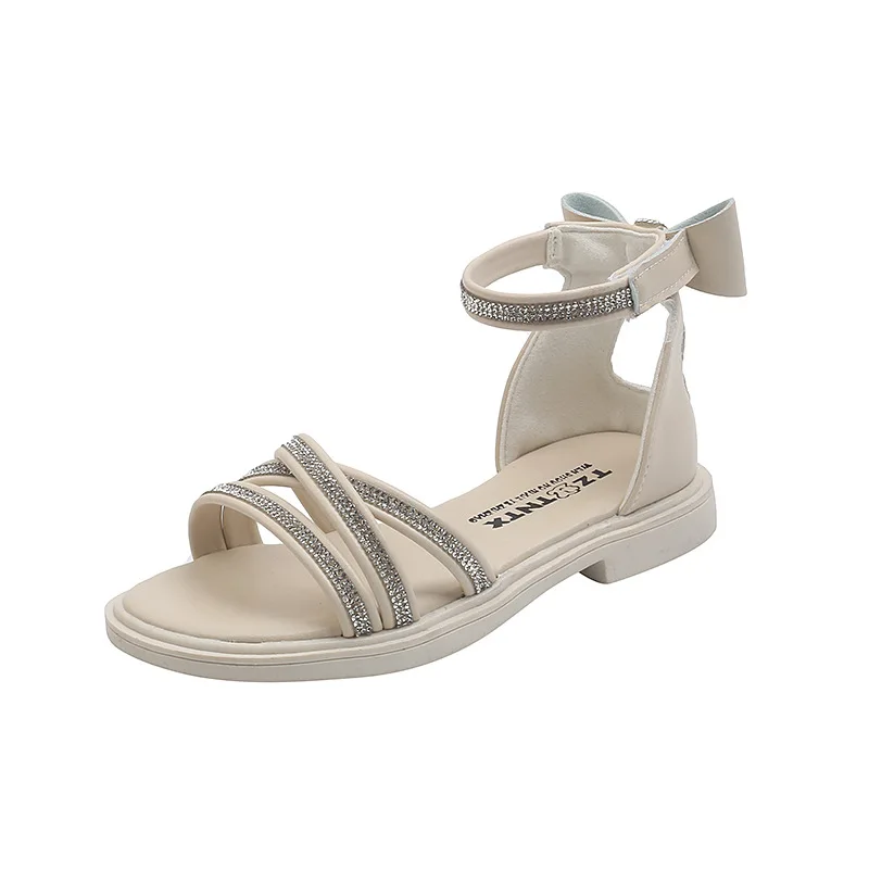 

New Style Children's Sandals Summer New Shoes Rhinestone Soft Bottom Princess Shoes Beach Sandals Princess Chic for Wedding
