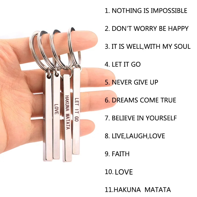 

Nothing Is Impossible Inspirational Quote Keychain Letters Engraved Stainless Steel Car Key Chain Ring Accessories Gifts