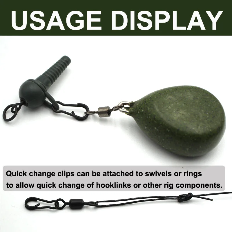 30Pcs Carp Fishing Accessories Quick Change Clip Line Swivel Connectors Rigs Hooks Link End Tackle | Спорт и развлечения
