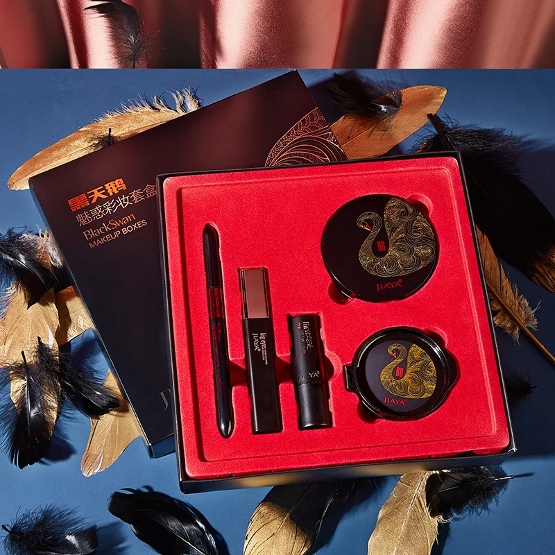

Black Swan Makeup Gift Box Set Air Cushion BB Cream Moisturizing Non-Stick Cup Lipstick Mascara Eyeliner Kit Beauty Cosmetics
