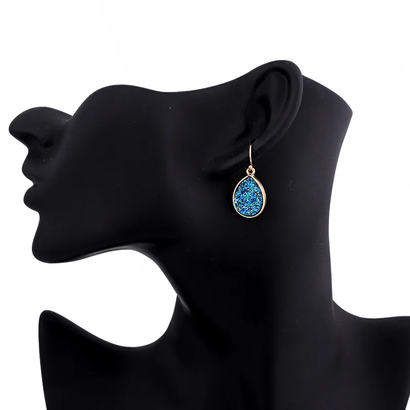 Водопада красочные Druzy Drusy Серьги Мини Смола Мода известный бренд дизайнер