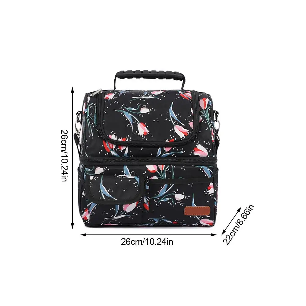

Insulation Bag Double Layer Multi-pocket Waterproof Picnic Traveling Camping Lunch Bags Women Insulation Store Food Box Case