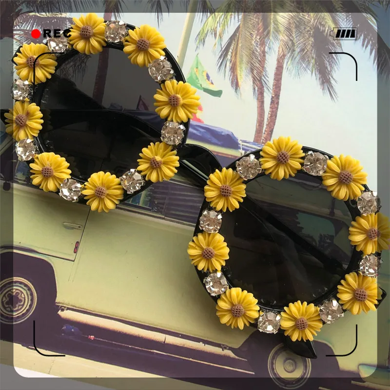 Sunday пляжные солнцезащитные очки дамские Модные Милые ромашки серии круглые