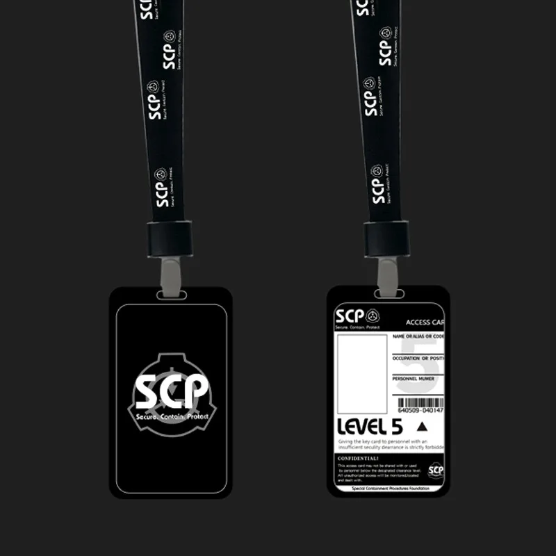 

SCP Special Containment Procedures Foundation Keychains Credit Card Holder Set PVC Bus IC Case Pendant Necklace Prop Gifts