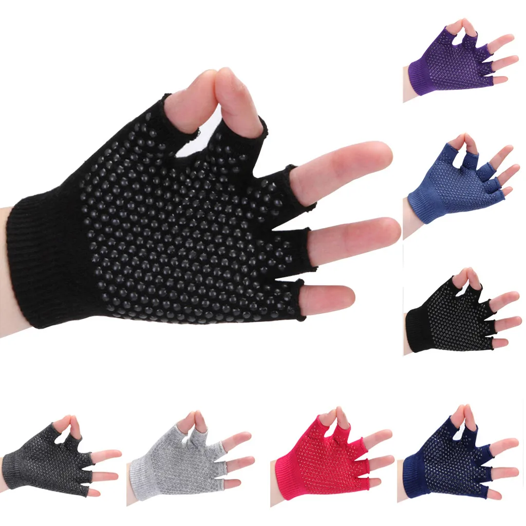 

2Pair Women Non-Slip Exercise Gloves Yoga Pilates Breathable Gloves Gym Fitness Cotton Fingerless Training Half Finger Gloves