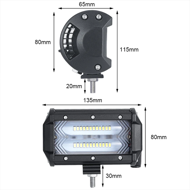 

4D Led Light Bar Car Working Lights 72W 5 Inch Flood Beam 12V 24V Offroad 4x4 Led Lighting Driving for SUV ATV Trailer Truck