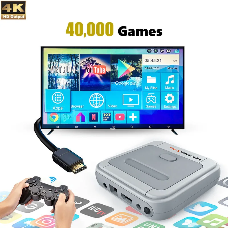

segaVideo Game Console Arcade Kids Retro Game Emulator Console Pre-install 40000 Games HD 4K HDMI Output X-Pro TV/Gaming Console