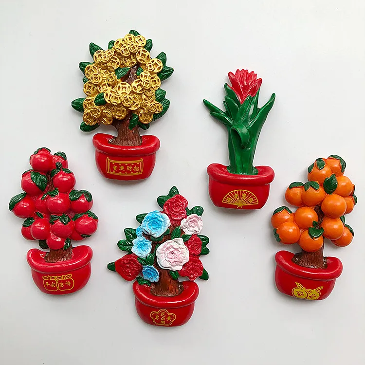 

Hand-made Painted Chinese New Year Festive Marriage Fort 3D Fridge Magnets Tourism Souvenirs Refrigerator Magnetic Stickers