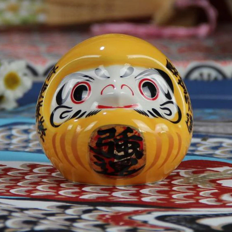 

Japanese Style Mini Dharma Craft Statue Decorative Ceramic Lucky Piggy Bank Gift for Home Desktop Office 8*7*8cm PLDI889