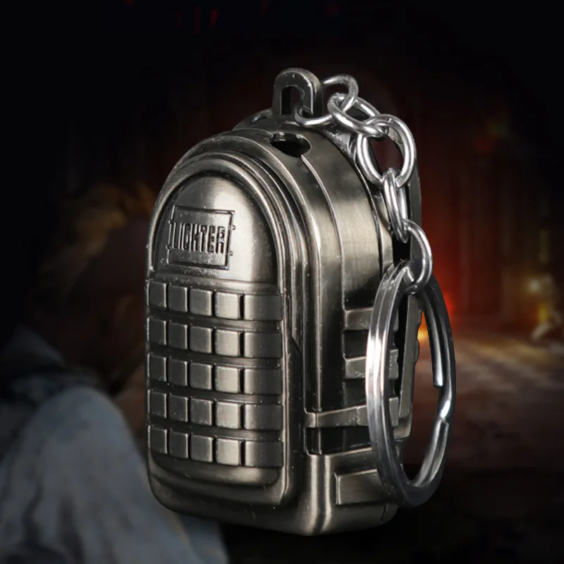 

2021 Unique Novelty Lighter PUBG Level 3 Packages Style Lighters Metal Key Chain Butane Ciggarette Lighters Smoking Encendedores