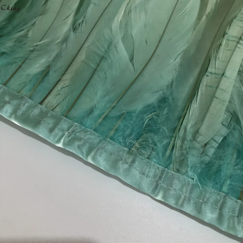 Cking 2 метра 6-8 дюймов ширина мятно-зеленый с перьями из хвоста петуха отделка Coque