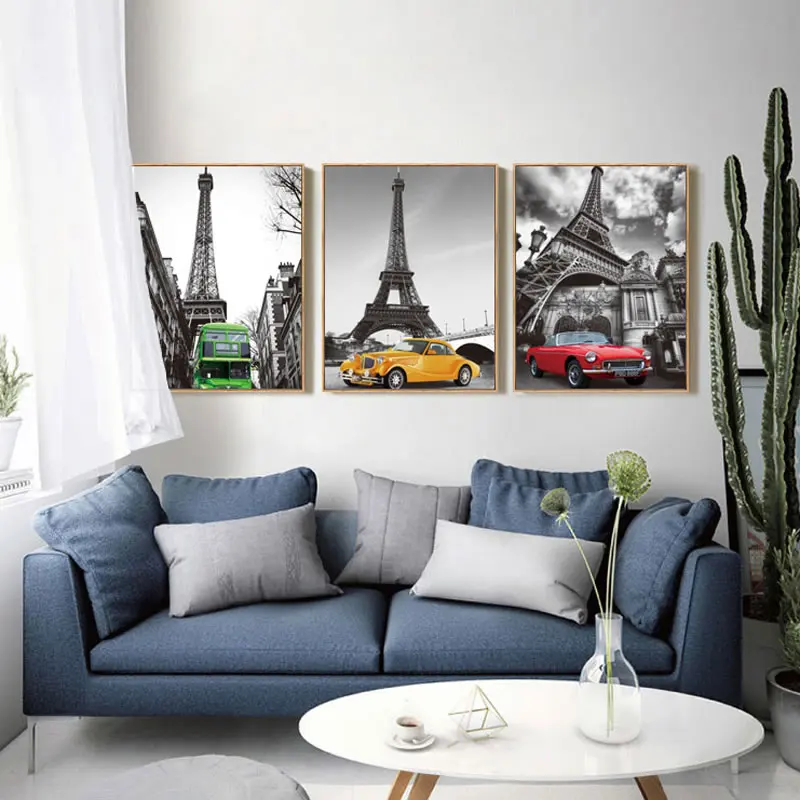 Современный городской пейзаж башня Парижа Buliding Холст плакат художественное