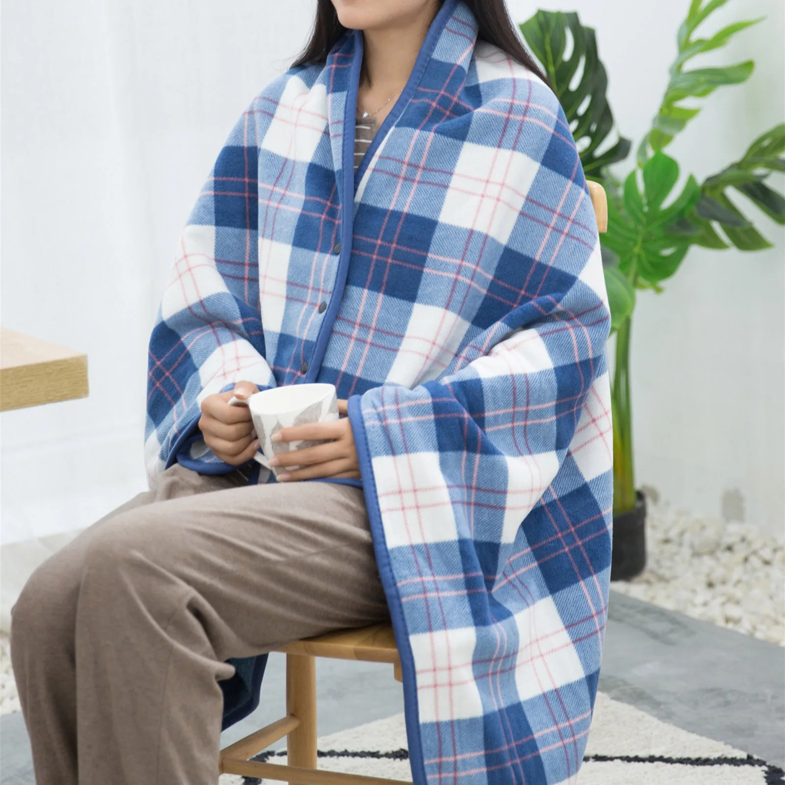 

Double-layer Plaid Blanket Winter Scarf Wrapped Shawl Moisture Absorption Scarf Wrap Shawl Warm Lazy Shawl Blanket Scarf Wrap