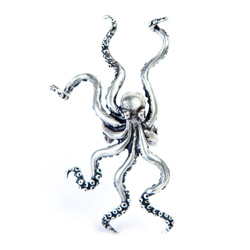 Зажим для ушей Осьминог из серебра 925 пробы|Серьги-гвоздики| |