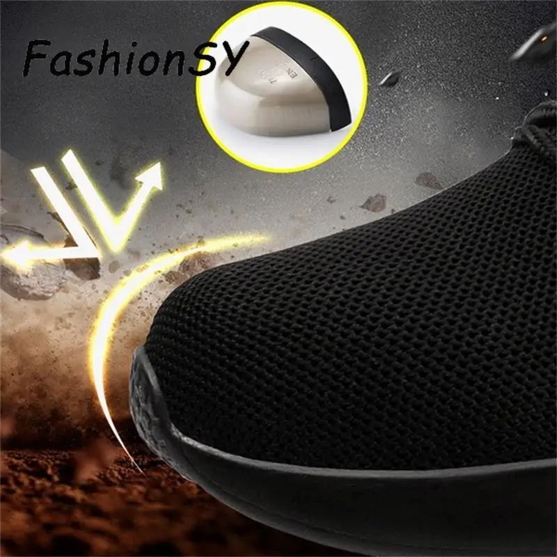 Для мужчин безопасная обувь из сетчатого материала Сталь металлический носок