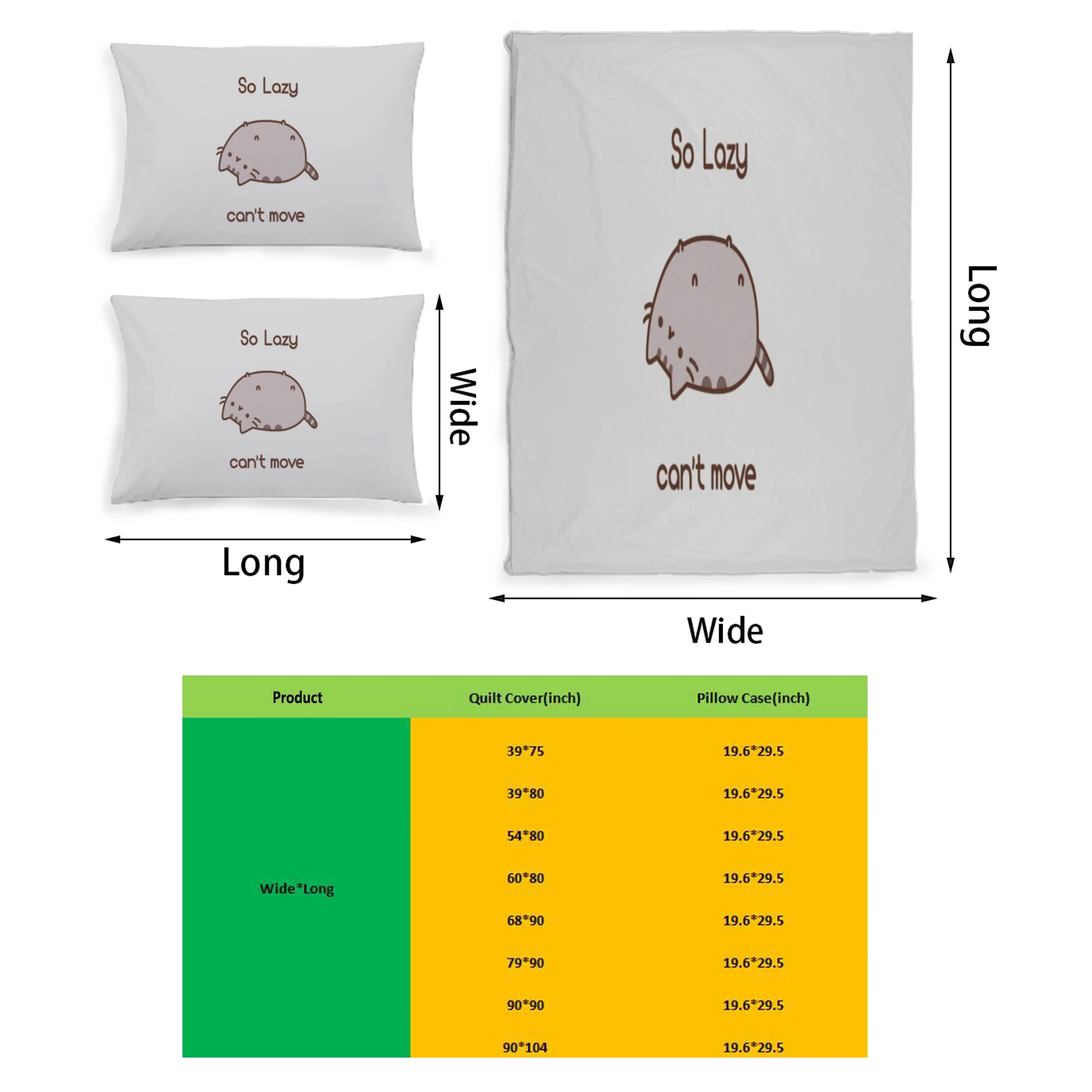

Cartoon Cat Graphic Printed Bedding Set Pattern Printing Polyester Quilt Cover Set 3 Pieces Quilt Cover Pillow Cover Set