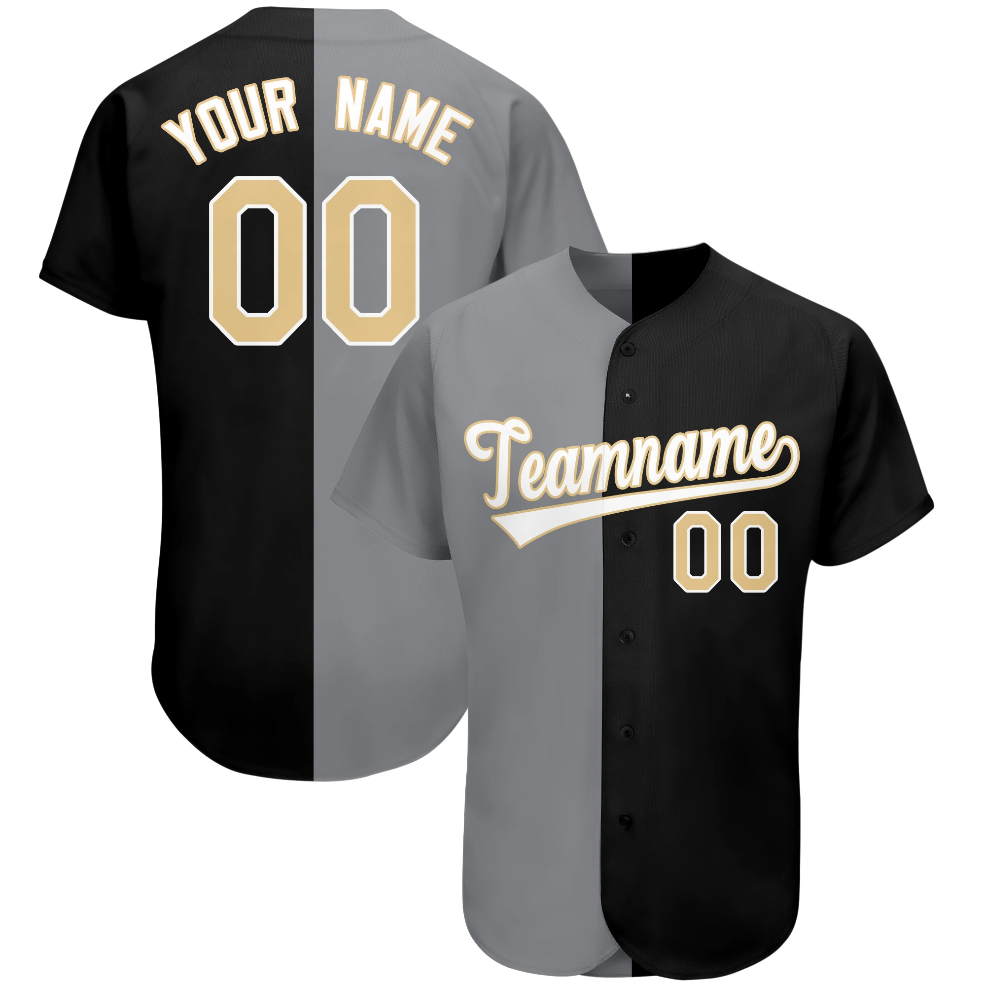 Men/Youth Custom Split Half-buckle Baseball Jersey Print With Team&Player Name Number Add Logo Outdoor Game Sport Shirt