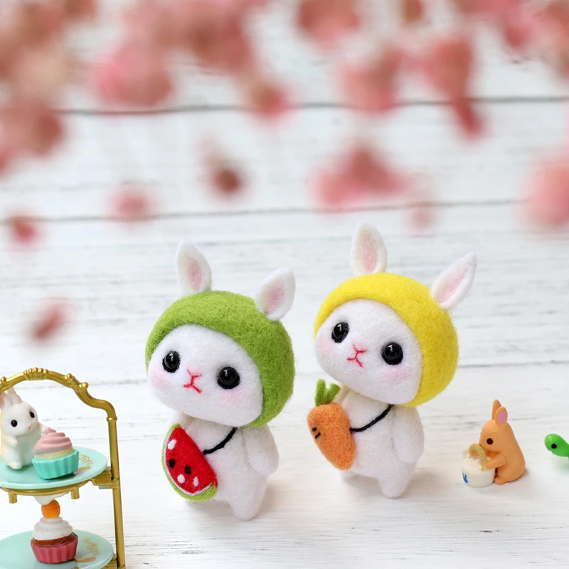 

Jiwuo Rabbit Cute Animal Wool Needle Felting Fashion Hot Handmade Non-finished DIY Doll Toy Material Package