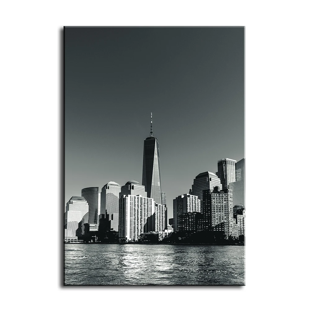 Модная девушка печать масляной живописи архитектура черный белый здания стены