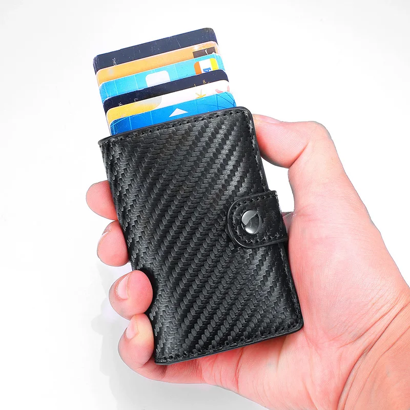 Carbon Fiber Aluminum Metal Credit Card Holder Business Mini Wallet 2020 Man Women Cardholder Rfid Billeteras | Багаж и сумки