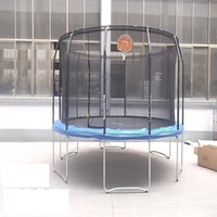 techsport 14 feet commercial trampoline with safety net bungee jumping adults with slides square park big outdoor jumping bed