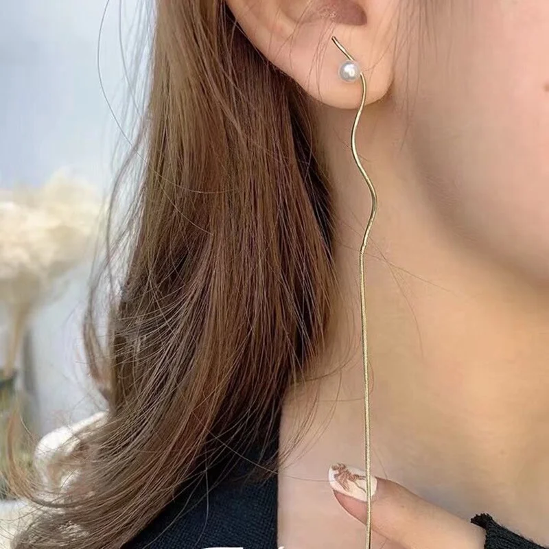 Женские длинные висячие серьги MENGJIQIAO корейские в минималистичном стиле с