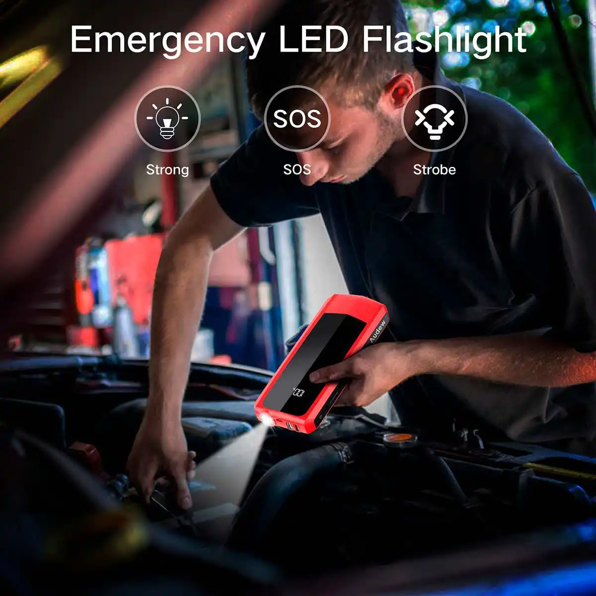 audew car jump starter power bank 20000mah 2000a portable charger car booster 12v lcd display dual usb emergency battery starter free global shipping