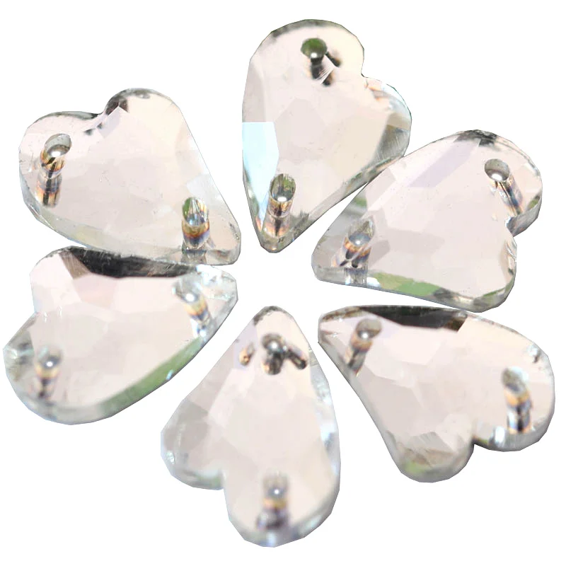 36 шт./лот кристалл в форме сердца AB пришивные стразы стеклянные для шитья