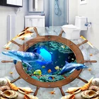 Пользовательские 3D Пол Стикер подводный мир Дельфин фото обои водонепроницаемый самоклеющийся отель Гостиная Ванная комната пол росписи